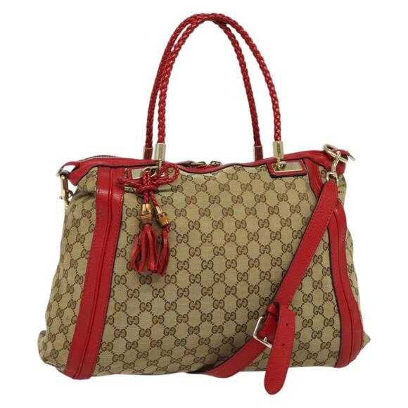 GUCCI GG Canvas Tote Bag Beige Gold - Picture 1 of 16